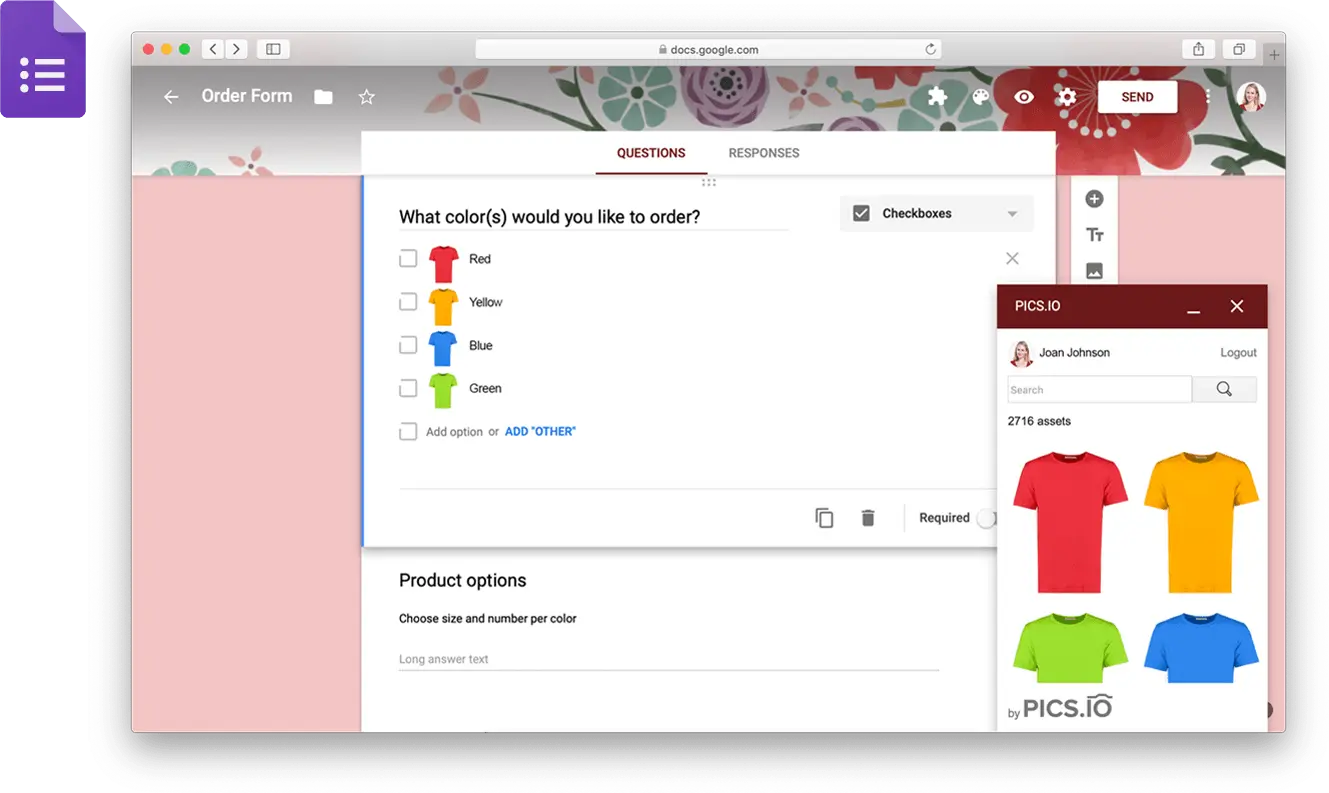 Pics.io extension for Google Forms