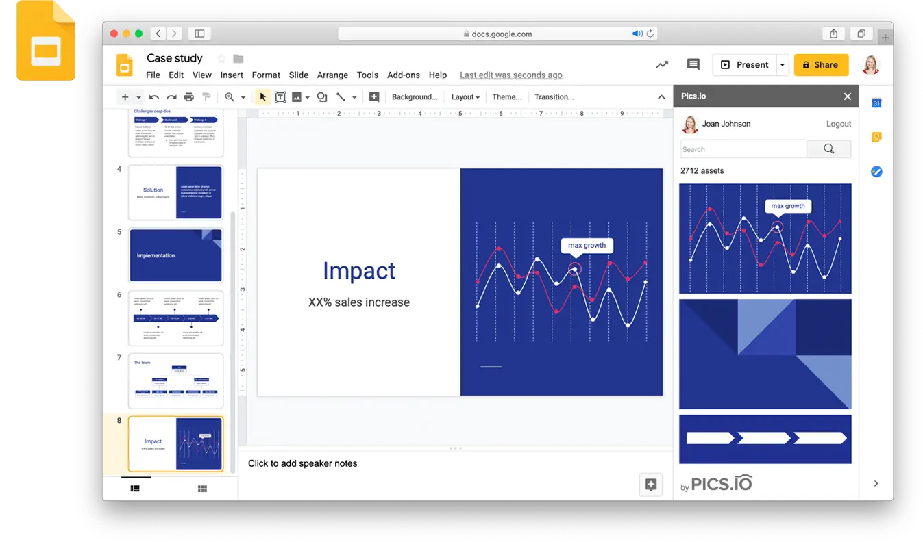 Pics.io extension for Google Slides