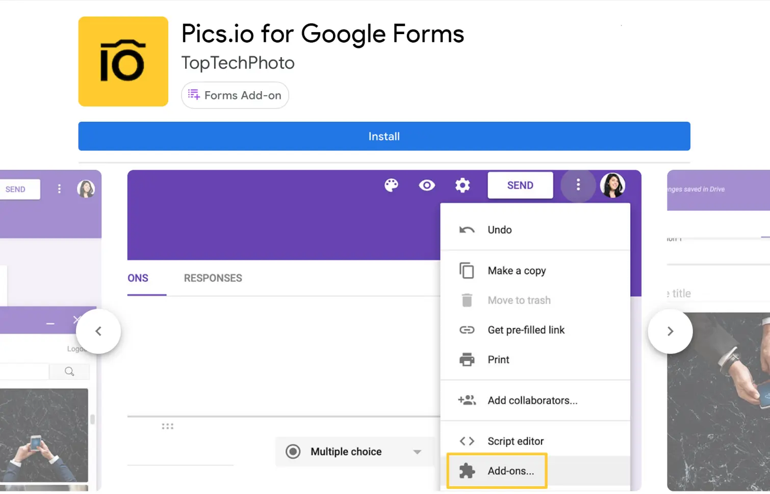 Pics.io add-on for Google Forms