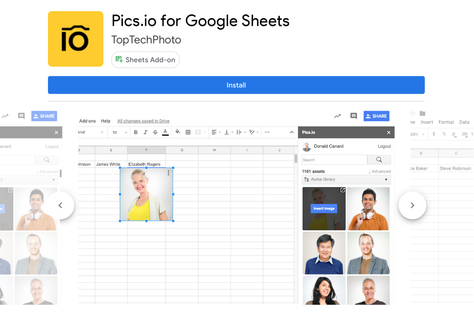 Pics.io add-on for Google Sheets