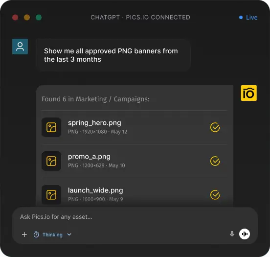 ChatGPT connected to Pics.io