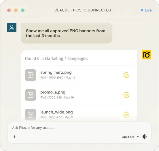 Claude connected to Pics.io