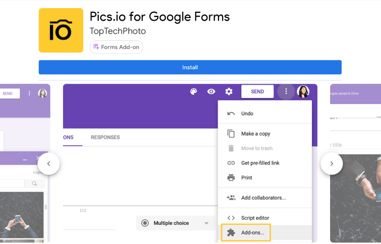 Pics.io add-on for Google Forms