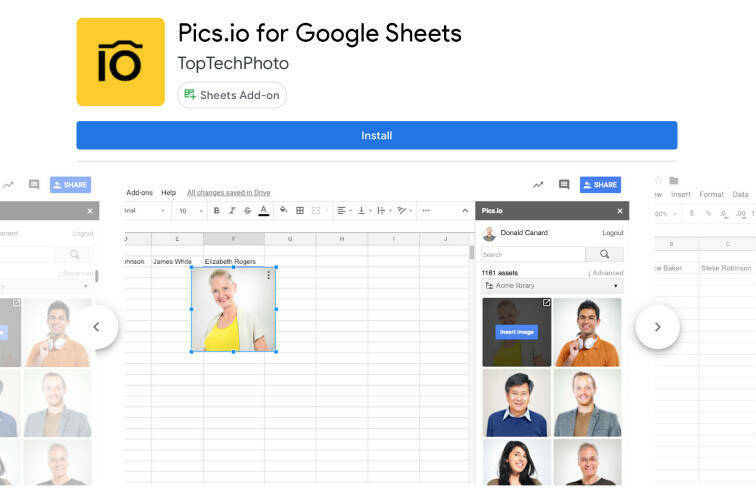 Pics.io add-on for Google Sheets