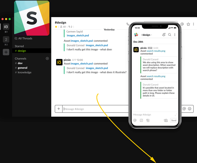 What does Pics.io do in Slack?