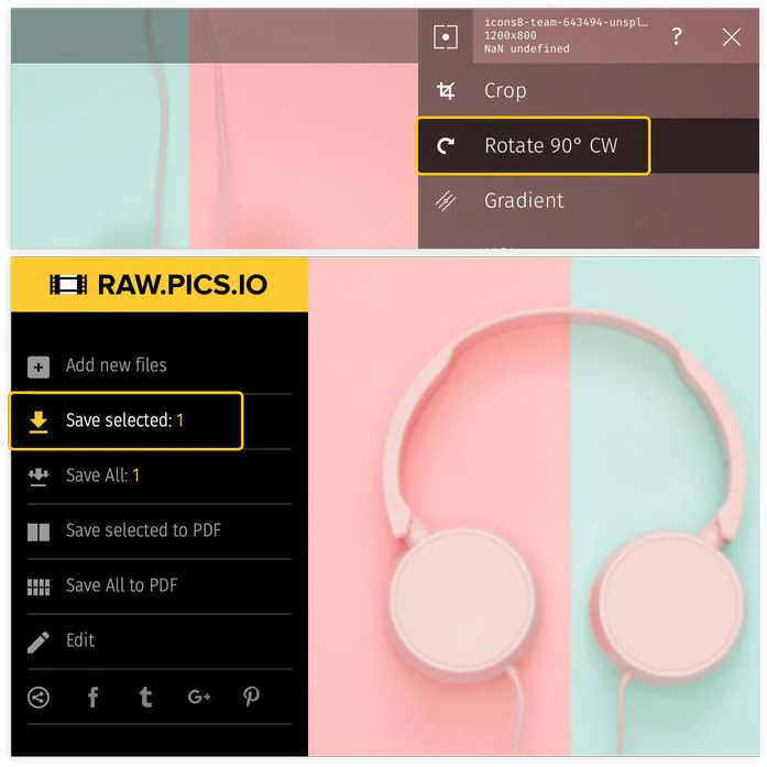Learn how to rotate PNG with Raw.pics.io
